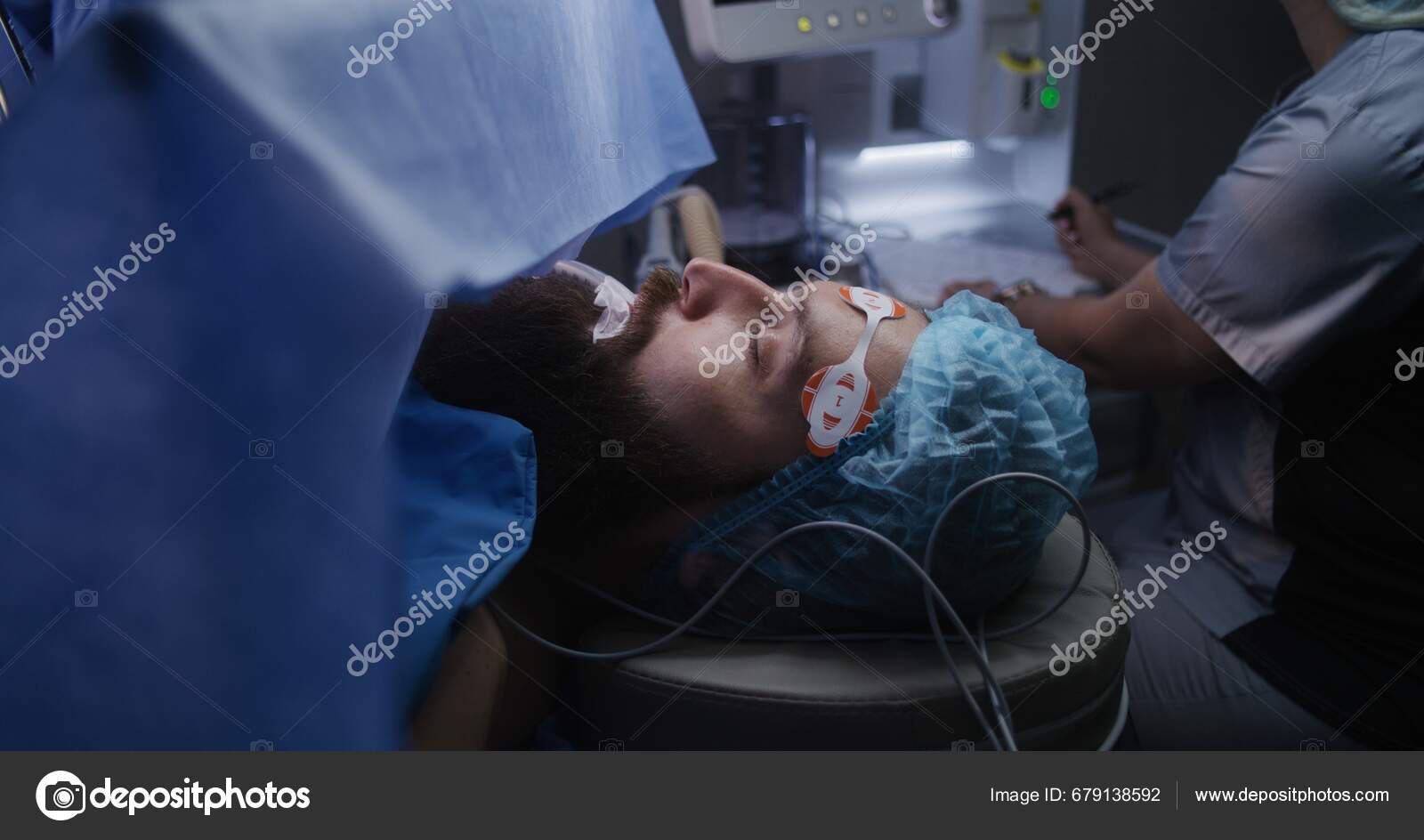 Close Patient Lying Surgical Table Anesthesia Breathing Tube Surgery