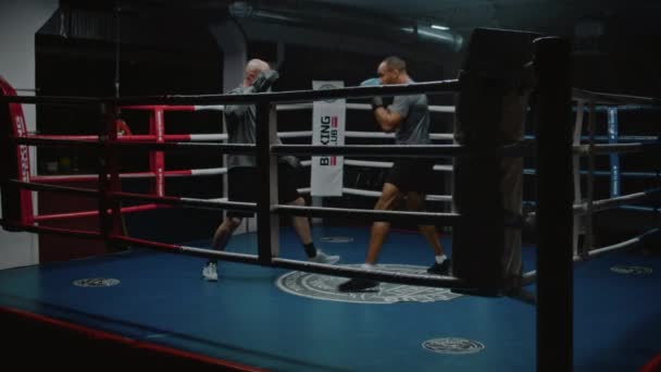 Exercícios Caça Afro Americanos Prepara Para Lutar Jogo Com Treinador — Vídeo de Stock