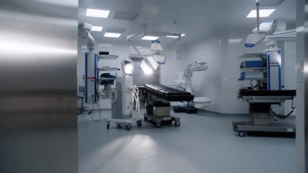 Доллі Знімав Операційну Кімнату Сучасній Лікарні Передовим Обладнанням Хірургії Операційний — стокове відео
