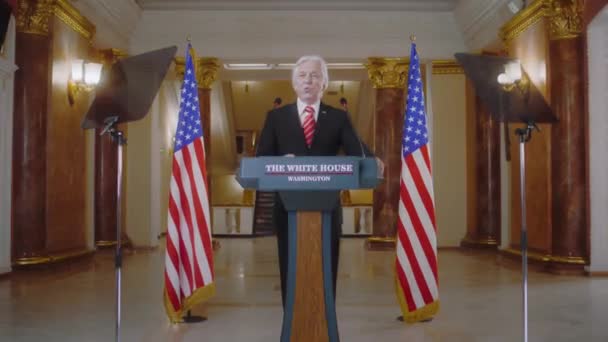 Vysoký Představitel Vlády Usa Vystoupí Tiskové Konferenci Pro Média Televizi — Stock video
