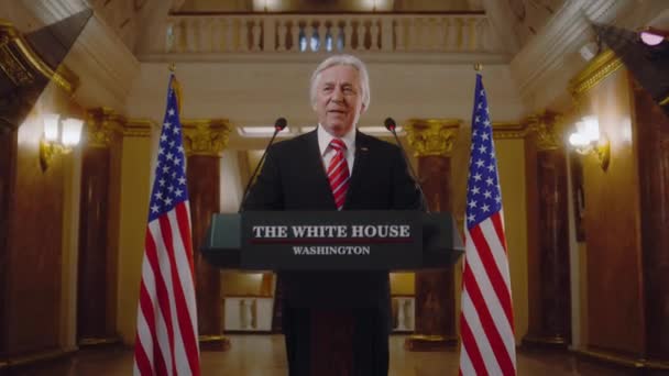 Presidente Positivo Los Estados Unidos Discurso Inspirador Casa Blanca Alto — Vídeos de Stock