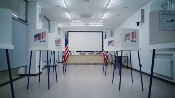 National Election Day United States America Dolly Shot Voting Booths — Stock Video