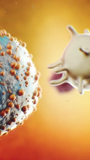 血液中の人体におけるウイルスの3Dレンダリング可視化 ウイルス又は呼吸器その他の感染症の患者を治療する過程としてのウイルスの細菌の吸収 — ストック動画