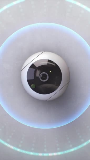 Περιστρεφόμενη Κάμερα Ασφαλείας Αναγνώριση Τεχνητής Νοημοσύνης Εγκατεστημένη Στον Τοίχο Οπτικά — Αρχείο Βίντεο