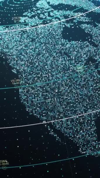 Анимированные Цифровые Линии Поверх Вращающихся Больших Данных Планеты Земля Потоки — стоковое видео