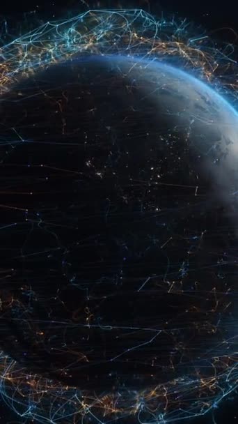 Digitális Vonalak Futurisztikus Animációja Föld Körül Kommunikációs Jel Átvitele Világszerte — Stock videók