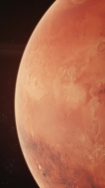Animación Realista Nave Espacial Volando Marte Espacio Exterior Oscuro Misión — Vídeo de stock