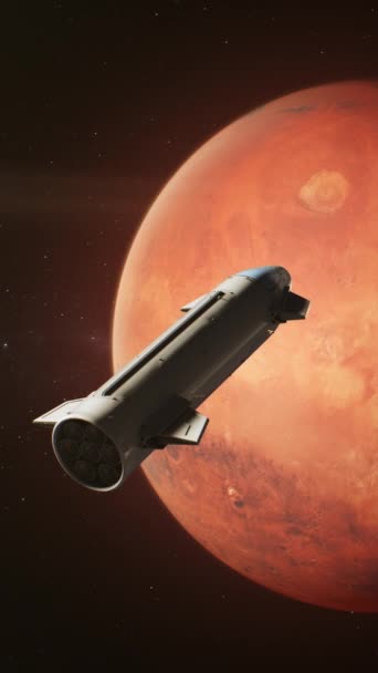 Mars Mozgó Grafikája Űrben Űrhajó Kering Vörös Bolygó Körül Emberes — Stock videók