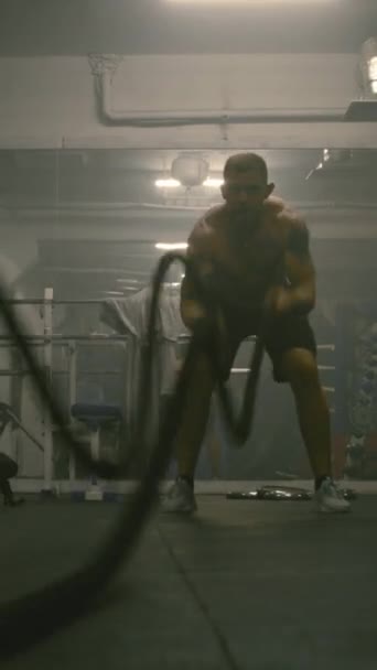 Boxeador Masculino Profesional Hace Ejercicio Cardiovascular Resistencia Antes Pelea Por — Vídeos de Stock