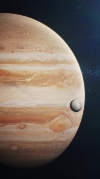 Filmová Grafika Jupiteru Jeho Měsíce Europa Ganymede Nebo Callisto Točí — Stock video