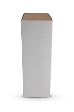 beyaz arkaplanda izole edilmiş karton dikdörtgen ambalaj kutusu