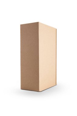 beyaz arkaplanda izole edilmiş karton dikdörtgen ambalaj kutusu