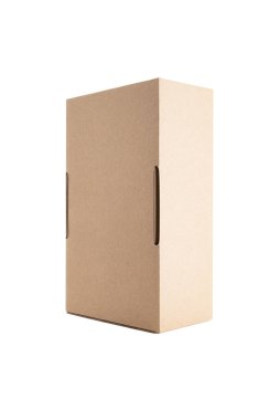 beyaz arkaplanda izole edilmiş karton dikdörtgen ambalaj kutusu