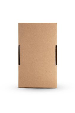 beyaz arkaplanda izole edilmiş karton dikdörtgen ambalaj kutusu