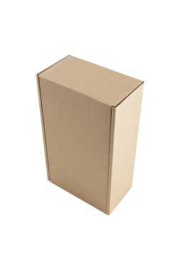 beyaz arkaplanda izole edilmiş karton dikdörtgen ambalaj kutusu