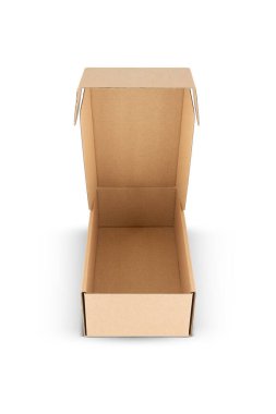 beyaz arkaplanda izole edilmiş karton dikdörtgen ambalaj kutusu