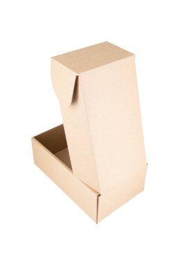 beyaz arkaplanda izole edilmiş karton dikdörtgen ambalaj kutusu