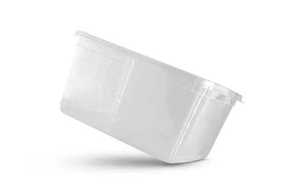 Transparente Kunststoff Lebensmittelbox Isoliert Auf Weißem Hintergrund — Stockfoto