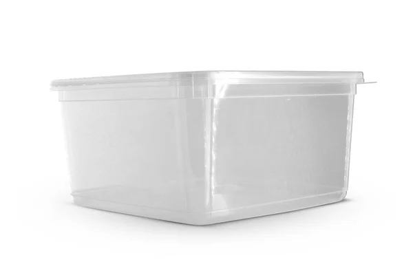 Transparent Plastic Food Box Isolated White Background — Stock Photo, Image