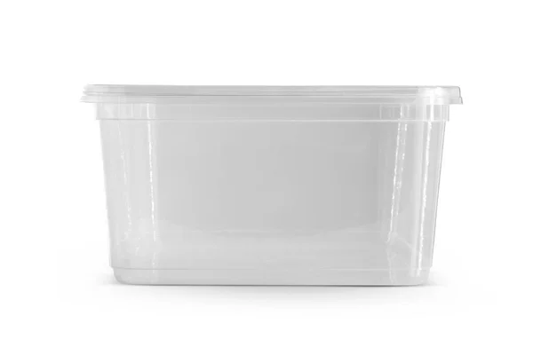 Przezroczyste Plastikowe Pudełko Żywności Izolowane Białym Tle — Zdjęcie stockowe