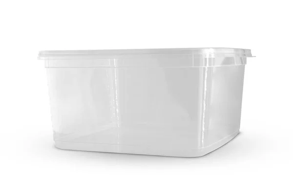 白色背景下隔离的透明塑料食品盒 — 图库照片