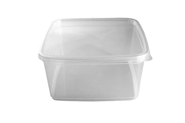 Caja Plástico Transparente Aislada Sobre Fondo Blanco — Foto de Stock