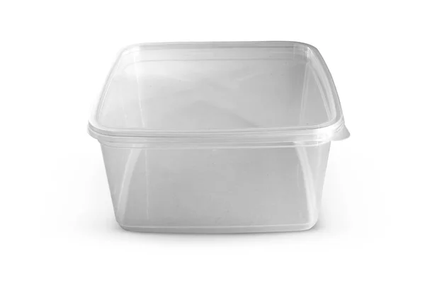 白色背景下隔离的透明塑料食品盒 — 图库照片