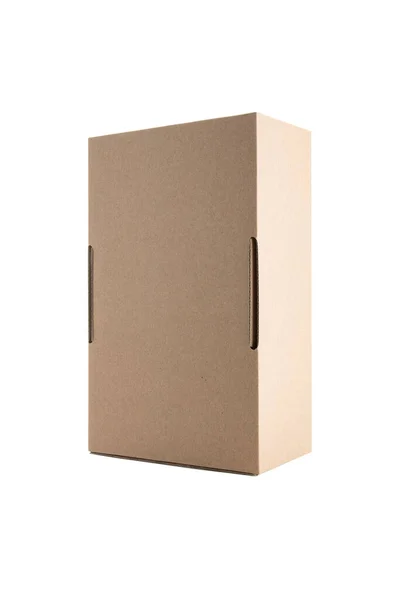 Beyaz Arkaplanda Izole Edilmiş Karton Dikdörtgen Ambalaj Kutusu — Stok fotoğraf