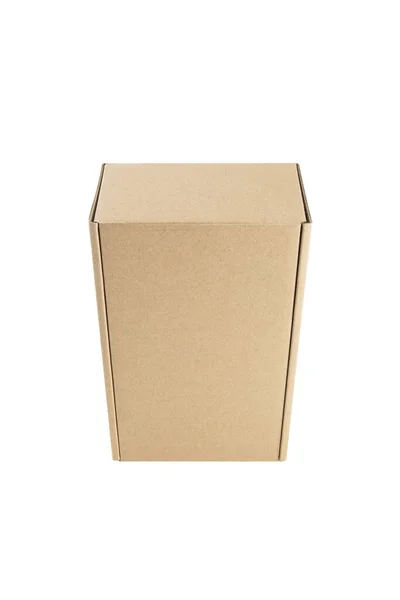 Karton Rechthoekige Verpakking Doos Geïsoleerd Witte Achtergrond — Stockfoto