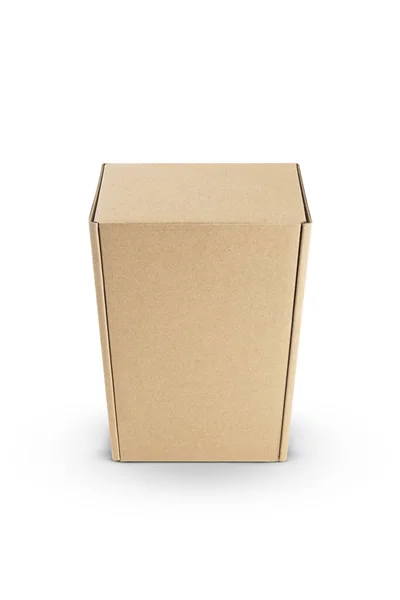 Scatola Imballaggio Rettangolare Cartone Isolato Sfondo Bianco — Foto Stock