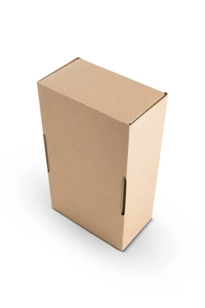Beyaz Arkaplanda Izole Edilmiş Karton Dikdörtgen Ambalaj Kutusu — Stok fotoğraf