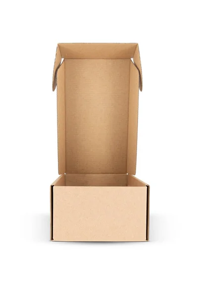 Karton Rechthoekige Verpakking Doos Geïsoleerd Witte Achtergrond — Stockfoto