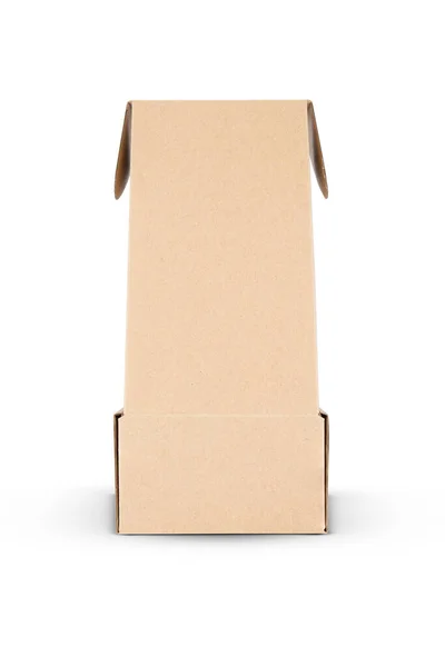 Cardboard Rectangular Packaging Box Isolated White Background — Stock Photo, Image