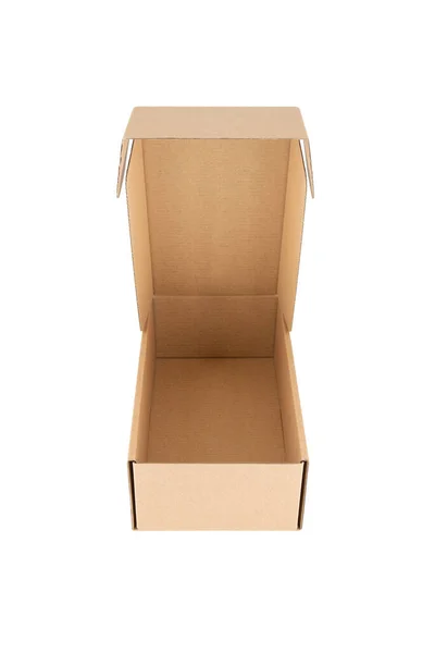 Картонная Прямоугольная Упаковка Коробка Изолированы Белом Фоне — стоковое фото