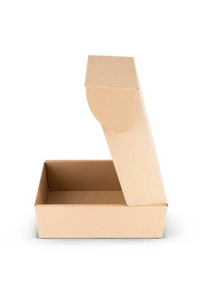 白色背景隔离的硬纸板矩形包装盒 — 图库照片
