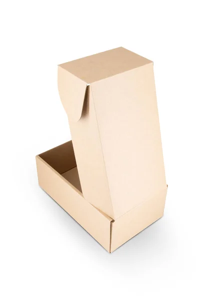 Boîte Emballage Rectangulaire Carton Isolé Sur Fond Blanc — Photo