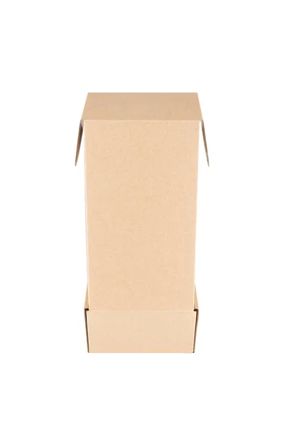 Картонная Прямоугольная Упаковка Коробка Изолированы Белом Фоне — стоковое фото