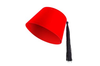 Red hat fez isolated on white background