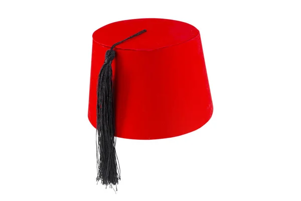 stock image Red hat fez isolated on white background