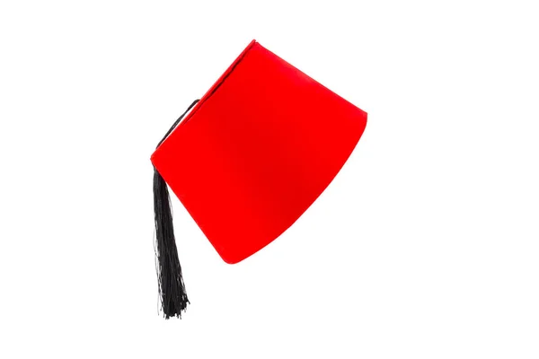 Red Hat Fez Elszigetelt Fehér Háttér — Stock Fotó