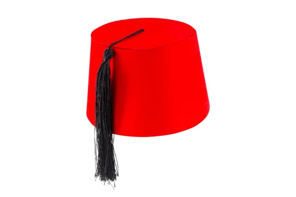 Κόκκινο Καπέλο Fez Απομονώνονται Λευκό Φόντο Royalty Free Φωτογραφίες Αρχείου