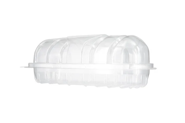 Pacote Plástico Transparente Isolado Fundo Branco — Fotografia de Stock
