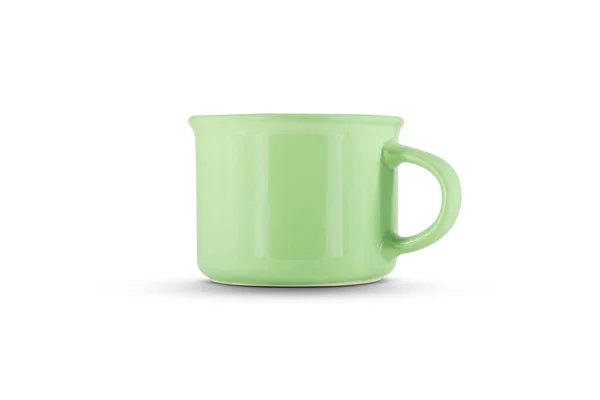 Grüne Keramiktasse Tasse Isoliert Auf Weißem Hintergrund — Stockfoto