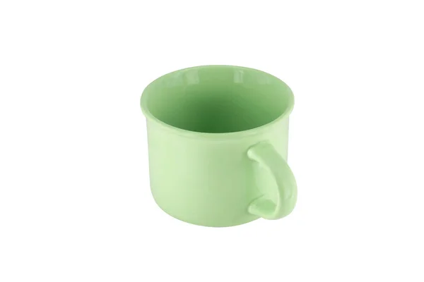 Grön Keramikmugg Kopp Isolerad Vit Bakgrund — Stockfoto