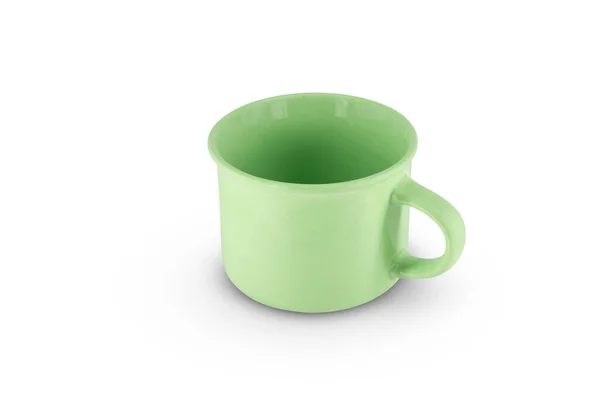 Зеленая Керамическая Кружка Чашка Изолированы Белом Фоне — стоковое фото