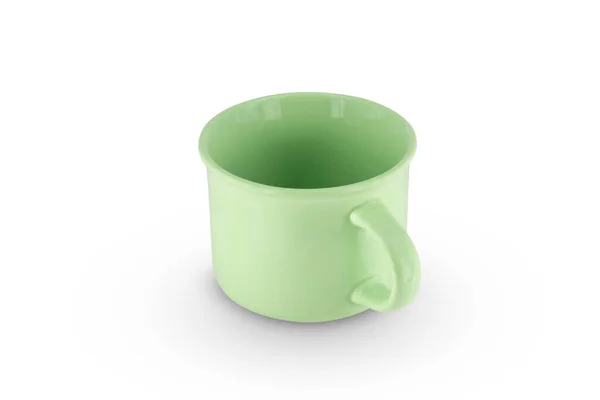 Grön Keramikmugg Kopp Isolerad Vit Bakgrund — Stockfoto