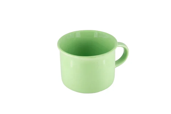 Зелений Керамічний Кухоль Чашка Ізольована Білому Тлі — стокове фото