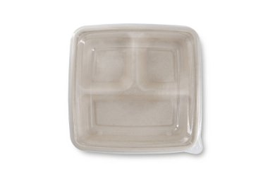 beyaz zemin üzerinde izole gıda için bagasse konteyner paketi 