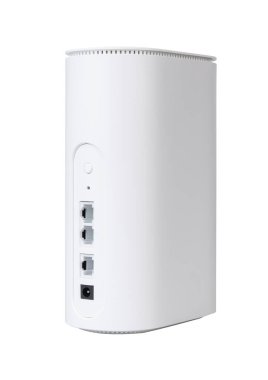 Beyaz arka plan üzerinde izole beyaz kablosuz internet yönlendirici