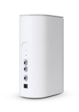 Beyaz arka plan üzerinde izole beyaz kablosuz internet yönlendirici